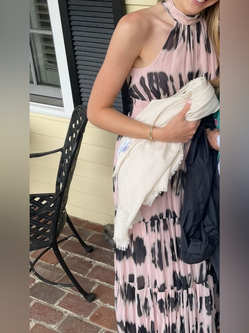 Anthropologie Pink and Black Watercolor Maxi Dress - Somserset Chiffon, XS